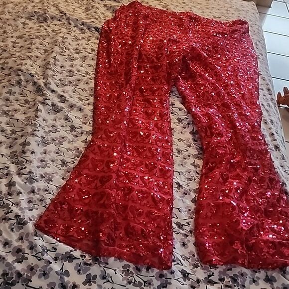 Eloquii pink Sequin Jumpsuit heart Valentine’s Day - Picture 8 of 16